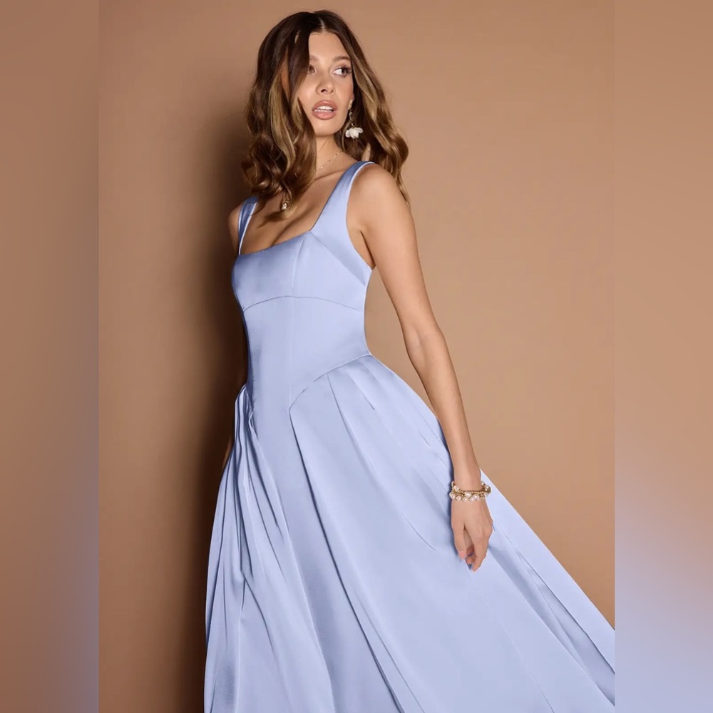 Azazie Light Blue Midi Dress